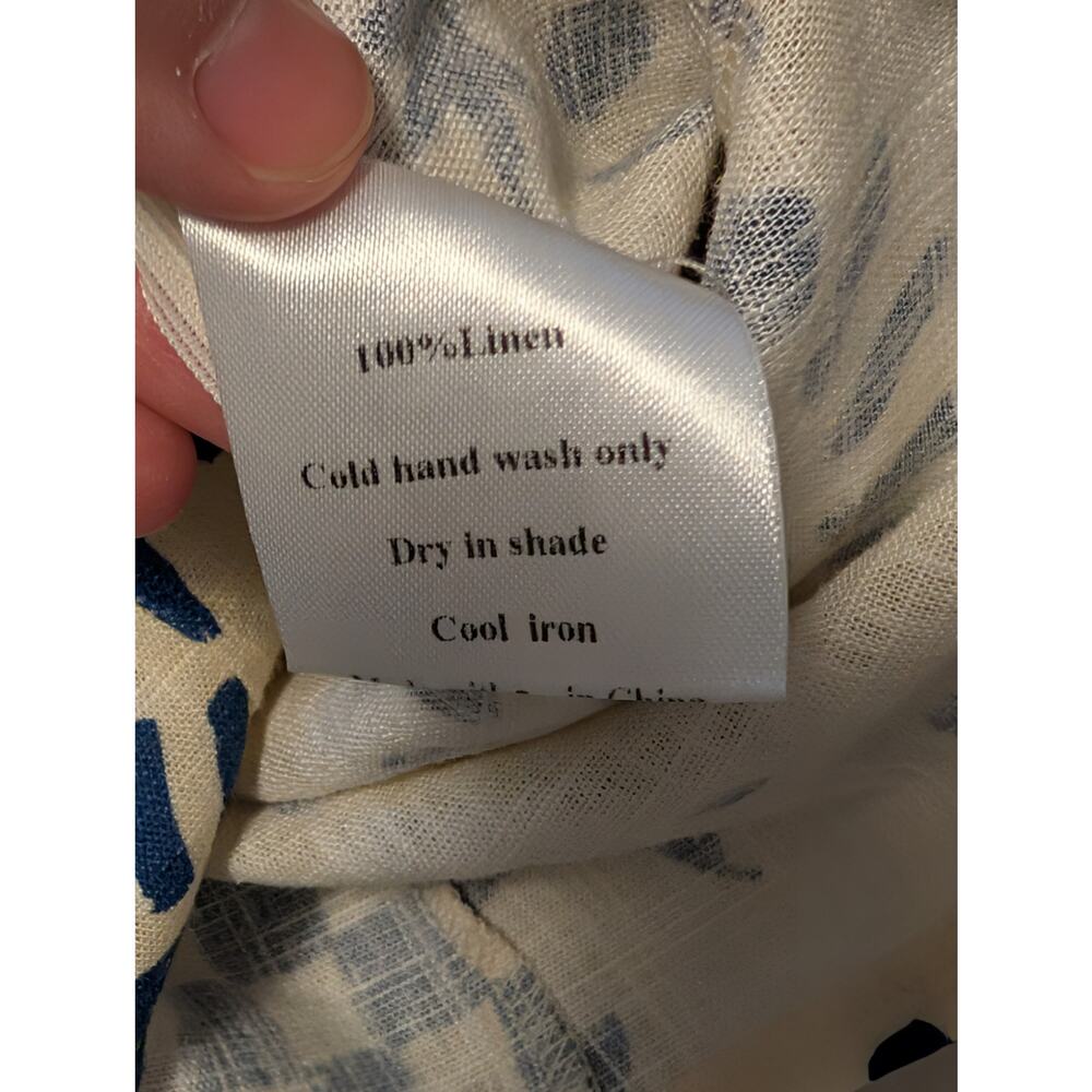 VRG GRL Salty Hair Tie Top Linen Blue Cream Print Sz 6 (Runs Small!) - Picture 9 of 9